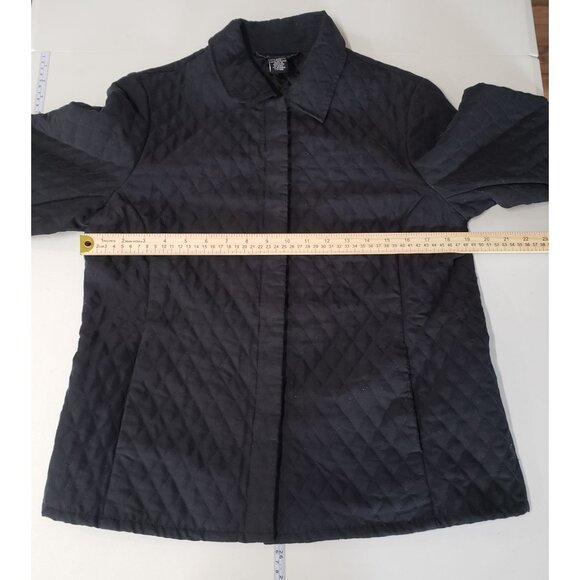 Vintage 90s Dialogue Black Quilted Jacket Size 12 Outdoor Winter Layering Warm - Picture 3 of 5